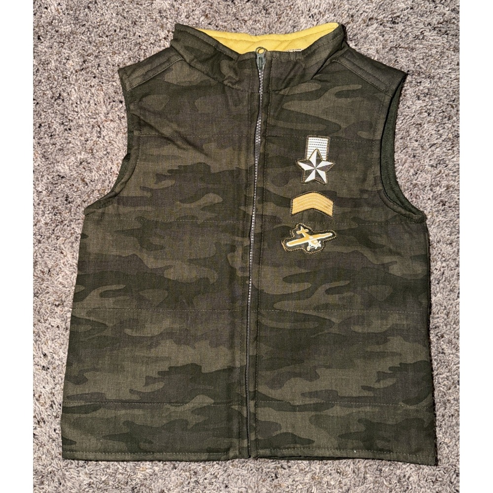 Faded Glory Toddler Boys Size 3T‎ Camo puffer vest Military Aviation Pilot